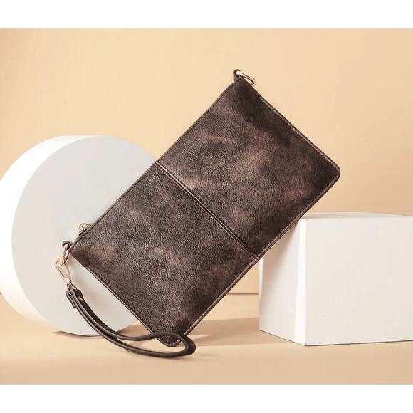 Bostanten Nola Vegan Leather Envelope Clutch Purse NEW Retro Coffee - Picture 4 of 13